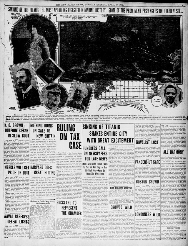 The New Haven Union du 16/04/1912